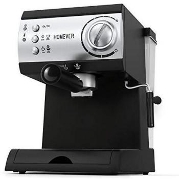 HOMEVER Retro Cafetera Espresso - con 2 Salida,1.5 litros,15 Bares, 1050W, 2 Termostatos Independientes,Caja de Agua Extraíble, Manual Cafetera Profesional para Espresso y Capuccino
