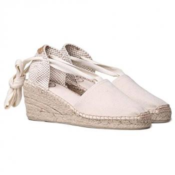 Toni Pons Alpargatas de mujer VALENCIA - Alpargatas de cuña de mujer de tejido en tonos lisos con cintas, Lona de algodón, color Crudo, talla 39 EU