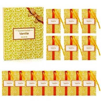 SCENTORINI Set de 14 Bolsita Perfumados de Vainilla sobre Aromántoco Deshumidificador y Ambientador para Cajones y Armarios, Ropa de Bebé, Zapatero, Maleta Regalos para Cumpleaños San Valentin