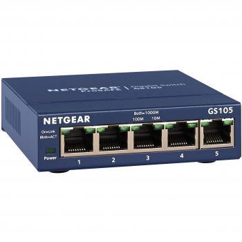 Netgear GS105 ProSafe No Administrado Switch Ethernet Gigabit con 5 Puertos Azul