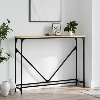 Mesa consola Sonoma de roble 102x22,5x75 cm madera multicapa y madera de ingeniería