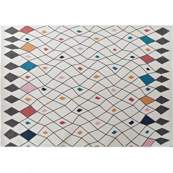 Alfombra de Poliéster con Diseño de Rombo Multicolor para Decoración del Hogar (160 x 230 cm)