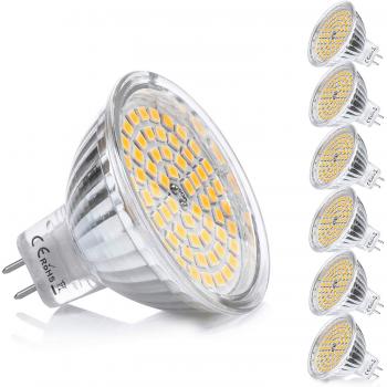 Bombilla LED GU5.3 MR16 12V 5W Blanco Calido Equivalente a Halogeno 35W Spot Luz 2800K GU 5.3 Foco Ojo de Buey 400 Lumen Ø50 x 48 mm （Pack de 6）