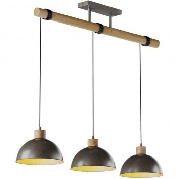 Lámpara colgante Lindby Holgar, 3 luces, madera y metal, color verde, casquillo E27