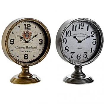 Reloj de Mesa DKD Home Decor Dorado Plateado Metal Cristal Vintage 20,5 x 13,5 x 28 cm (2 Unidades)