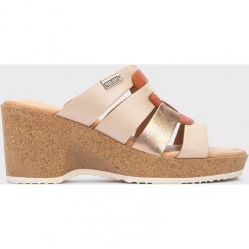 Sandalias de cuña de piel ARENALES W3B en color crema con diseño elegante