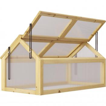 Invernadero de Madera con Paneles de Policarbonato Outsunny 90x48x49,5 cm Transparente
