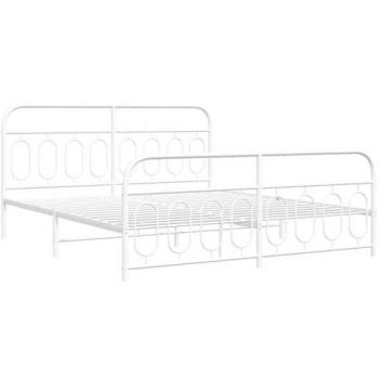 Estructura cama sin colchón con estribo metal blanco 183x213 cm vidaXL