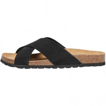 Sandalias de mujer Madison Negro con diseño de pala cruzada y suela plana