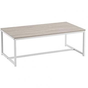 Mesa de Centro Nórdica de Acero y Madera MDF en Blanco y Natural 100x50x36 cm