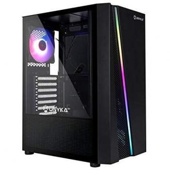 UNYKAch Caja Ordenador ATX GLAYZE Negra, Gaming, Frontal ARGB, Panel Lateral De Cristal Templado, 1 Ventilador RGB 120 mm, Sistema De Montaje Tool Less,1 x USB 3.0 y 2 x USB 2.0