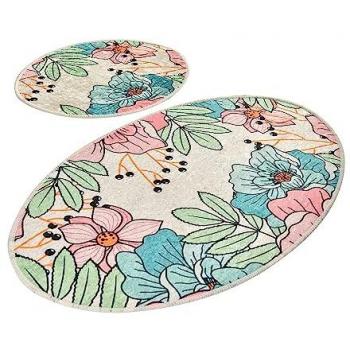 Set de Alfombras de Baño Antibacterianas con Diseño Floral (2 Piezas) en Terciopelo