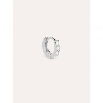Pendiente Individual Singularu Aro Cleo S Plata - Elegante Pendiente en Plata de Ley 925 con Acabado Baño de Rodio - Cierre Congo - Joya para Mujer