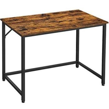 VASAGLE Escritorio, Mesa de Ordenador, Mesa de Oficina pequeña, 100 x 50 x 75 cm, para Estudio, Oficina, Montaje Simple, Acero, Diseño Industrial, Marrón Rústico y Negro LWD41X