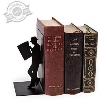 Balvi - The Reader sujetalibros Decorativo de Metal en Color Negro. Diseño Original