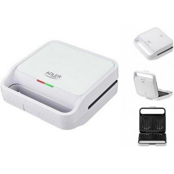 Adler 2-in-1 Sandwich Maker AD 3070, 1100W, White