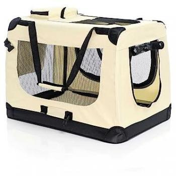 Bolsa de Transporte Plegable Beige para Mascotas Perro y Gato, Talla L (70x52x50cm) con Manta Incorporada