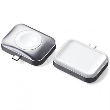 Cargador Inalámbrico 2 en 1 USB-C para Apple Watch y AirPods - Plata y Blanco