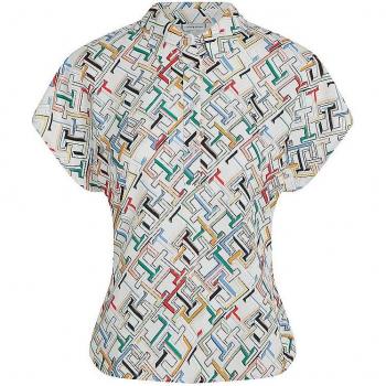 Tommy Hilfiger Women's Monogram Print Blouse - White, Size 36/S