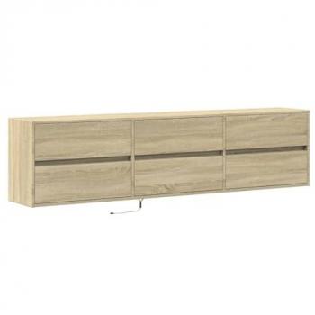 Mueble de TV de pared con LED Roble Sonoma 180x31x45 cm, Mueble Flotante para TV, Armario de Pared, Estantería para TV, Mueble Colgante para TV