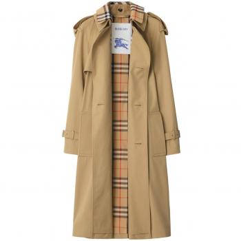 Burberry Women's Beige Cotton Trench Coat with Detachable Collar - Size S