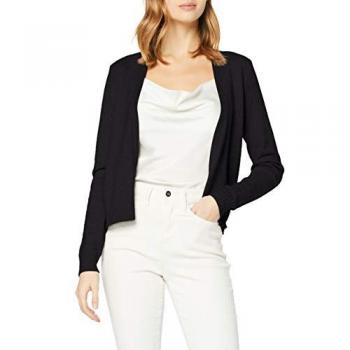Cardigan Vila Ril Negro XS - Suave, Ajuste Regular, Acabados Acanalados