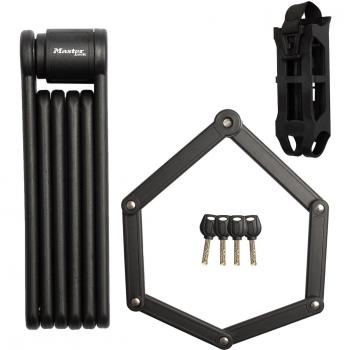 Candado plegable para bicicleta Master Lock, barras en acero endurecido, 4 llaves, portador y soporte de montaje incluidos, longitud de 84 cm