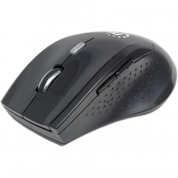 Ratón Óptico Inalámbrico Manhattan Curve 1600 DPI Negro para Mano Derecha
