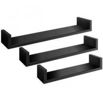 Set de 3 Estantes de Pared Modernos Calamita en Color Negro - Diseño Italiano
