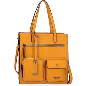 Pepe Jeans Zoe Bolso Amarillo 30x32x13 cms Piel Sintética