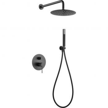 Conjunto de ducha empotrado monomando Line black gum metal Imex Products