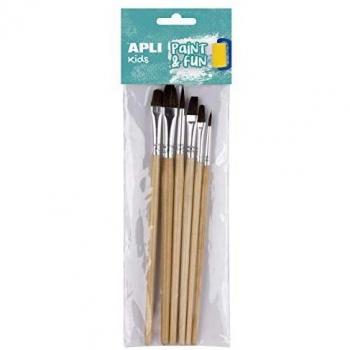 APLI Kids - Pinceles de madera surtidos 6 uds.