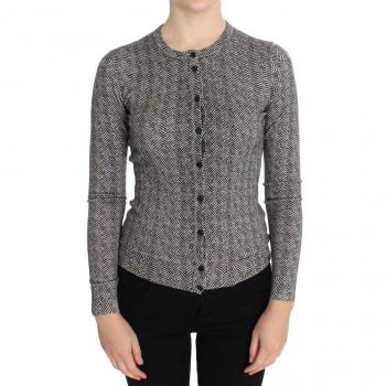 Dolce & Gabbana Black White Wool Top Cardigan Sweater - IT38 | S, Multicolor, Size: 2XS