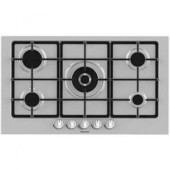 Piano de Cocción a Gas Hisense GM973XF 5 Zonas, 90 cm, Acero Inoxidable Antihuellas, Quemador Wok
