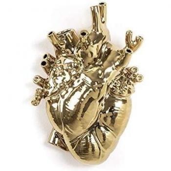 SELETTI Love in Bloom Gold, Porcelain Heart Vase