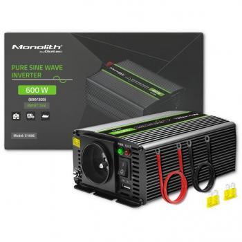 Inversor de Corriente Auto Qoltec Monolith 600W Negro