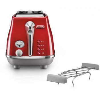 Tostadora De'Longhi Icona Capitals 900W Roja con 3 funciones y calefacción de viennoiseries