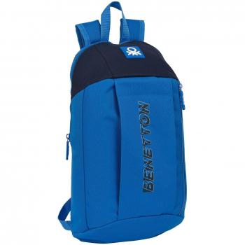 Mini Mochila Benetton Deep Water con Cremallera Vertical, Hombreras Acolchadas Ajustables y Espalda Ergonómica de Alta Durabilidad 22x39x10cm - Diseño