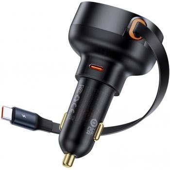 Baseus Enjoyment Pro Car Charger with Retractable C & iP Cable 60W