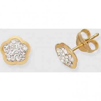 Pendientes de oro con circonitas incrustadas, elegantes y brillantes