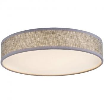 Plafón LED Paco 24W - Metal Blanco y Textil Gris - Ø 30cm