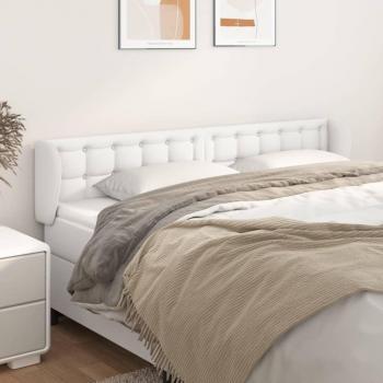 Cabecero de Cama Blanco con Orejas en Cuero Sintético 163x23x78/88 cm