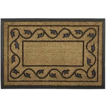 Felpudo decorativo grande Relaxdays de fibra de coco y PVC antideslizante, 90 x 60 cm, para interior y exterior