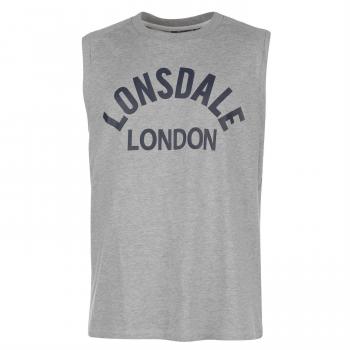 Lonsdale Hombre Cajas Tank Top Cuello Redondo algodón Boxing aermel los MMA Sportshirt, Cuello redondo, Hombre, color gris, tamaño X-Large