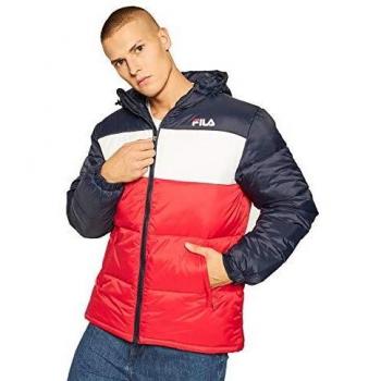 Fila Men's Black Iris Puffer Jacket with Red Accents Size L