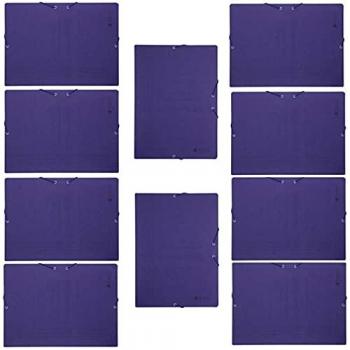 Carpetas de cartón Acan, pack de 10 unidades, tamaño folio (34 x 25 cm), con gomas y solapas, color azul, ideales para hogar, oficina o colegio