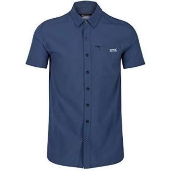 Regatta Kioga II-Camisa Deportiva con Panel De Ventilación En La Espalda Y Bolsillo con Cremallera En El Pecho Shirts, Hombre, Dark Denim, M
