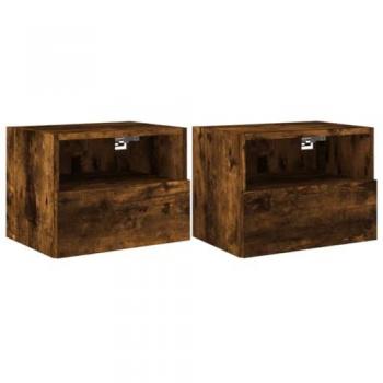 Mueble de TV de pared multimedia en roble ahumado, 2 piezas, 40 x 30 x 30 cm