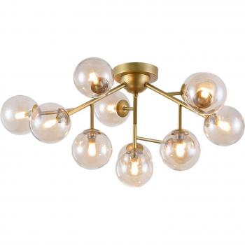 Maytoni Lámpara de Techo Dallas, Plafón Semi Empotrado Dorado, 12 Bolas de Vidrio, 12 Luces G9