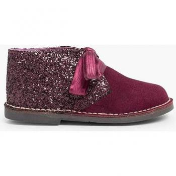 Botas de niña de piel con glitter - Modelo exclusivo Pisamonas, fabricado en España